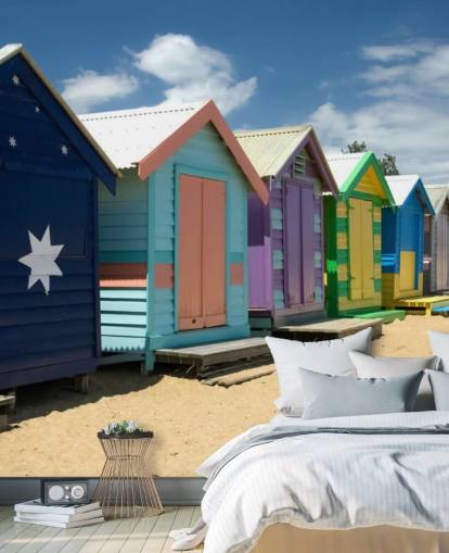 Farverige Beach Hut tapet Farverige Beach Hut tapet