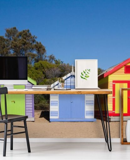 colourful beach huts wallpaper colourful beach huts wallpaper