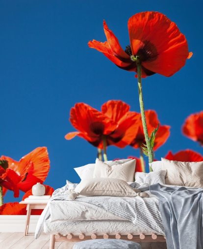 Poppies Against Blue Sky Wall Mural Poppies Against Blue Sky Wall Mural