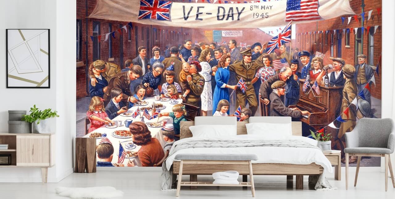 VE day street celebration behang