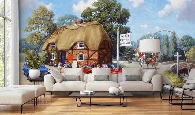 road side cafe in the past wallpaper