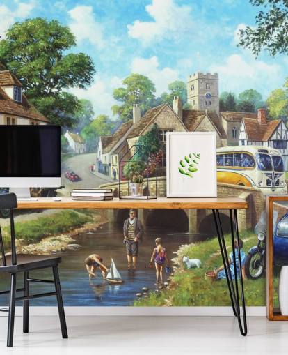 paddling in the village river in the past wallpaper paddling in the village river in the past wallpaper