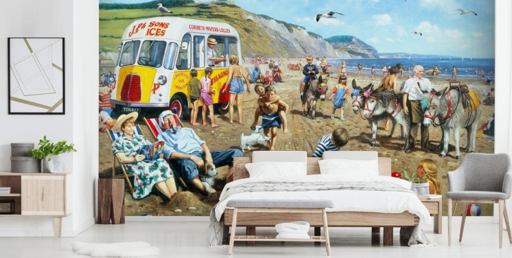 ouderwets behang aan zee