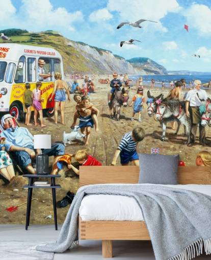 ouderwets zee zijde vakantie schilderij behang ouderwets zee zijde vakantie schilderij behang