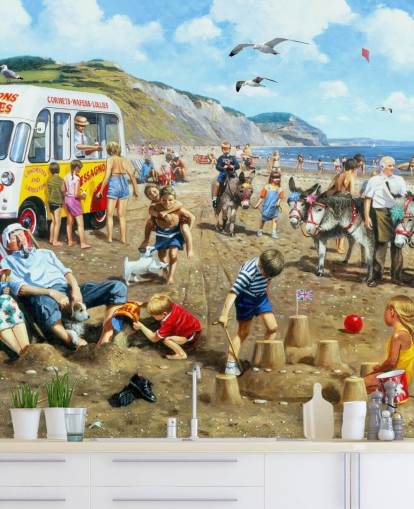 old fashioned sea side holiday painting wallpaper old fashioned sea side holiday painting wallpaper