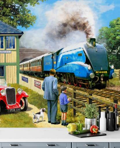 oude speed trein op spoor behang oude speed trein op spoor behang