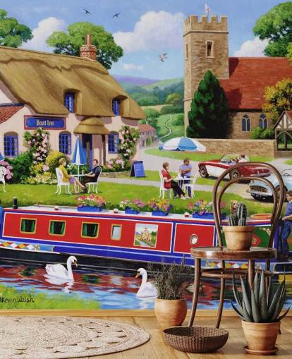 papel de parede de pintura de campo e canal inglês papel de parede de pintura de campo e canal inglês