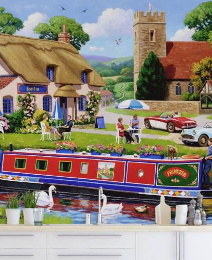 papel de parede de pintura de campo e canal inglês papel de parede de pintura de campo e canal inglês