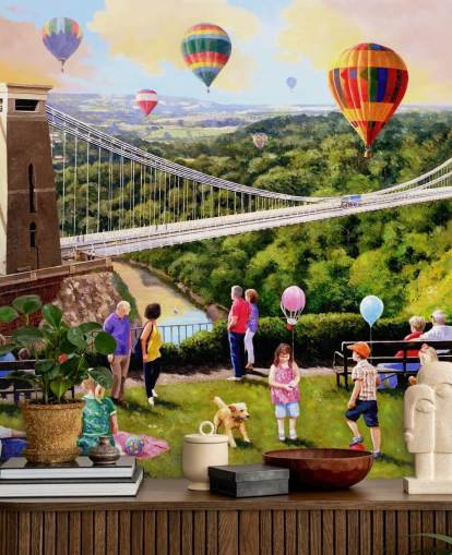 passado bristol com ponte e balões de ar quente papel de parede passado bristol com ponte e balões de ar quente papel de parede