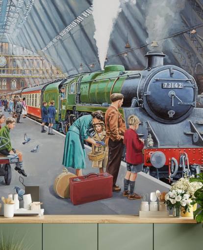 indoor train station in the 1950s wallpaper indoor train station in the 1950s wallpaper