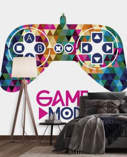 Decorazione murale con controller di gioco con motivo triangolare colorato Decorazione murale con controller di gioco con motivo triangolare colorato