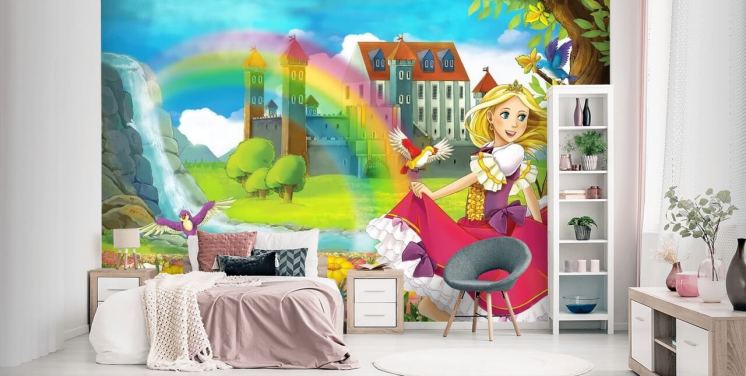 Princess and Rainbow Wall Mural