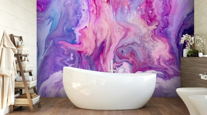 Papel pintado Acuarela morada psicodélica