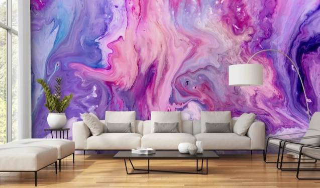 Psykedelisk Lilla Akvarel Tapet Mural