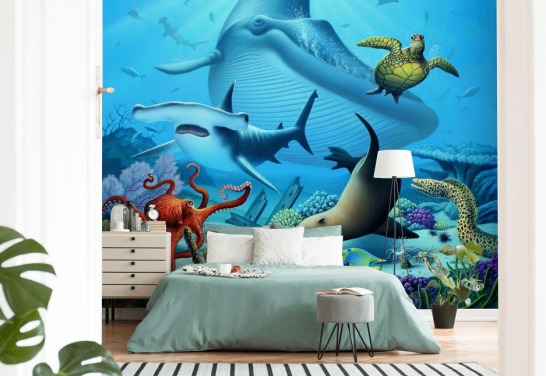 Cartoon Sea Life Behang