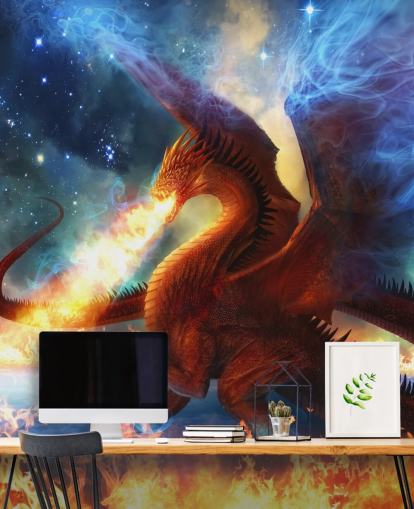 Red Dragon and Fire Fantasy Wallpaper Red Dragon and Fire Fantasy Wallpaper