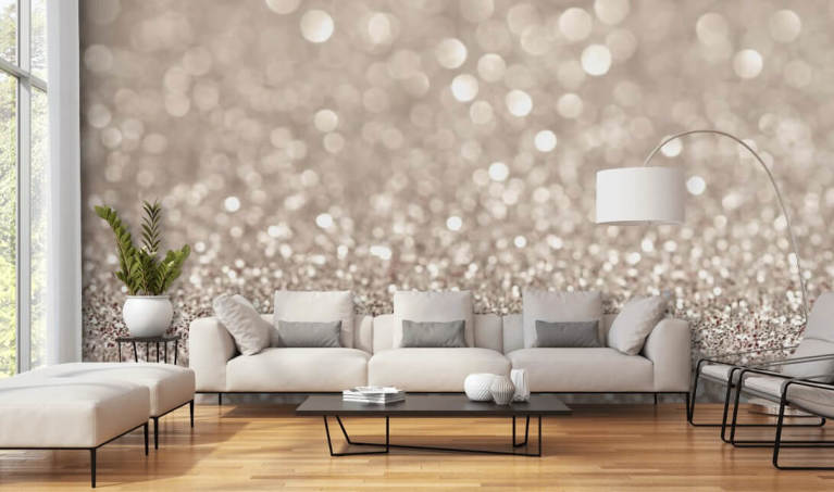 Textured Sparkle Glitter Wallpaper  Silver Metallic