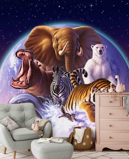 Elephant and Other Animals Montage Mural Elephant and Other Animals Montage Mural