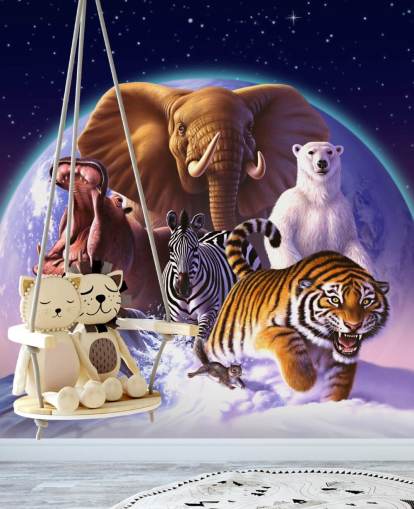 Elephant and Other Animals Montage Mural Elephant and Other Animals Montage Mural