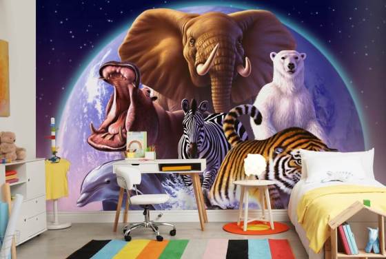 Elephant and Other Animals Montage Mural