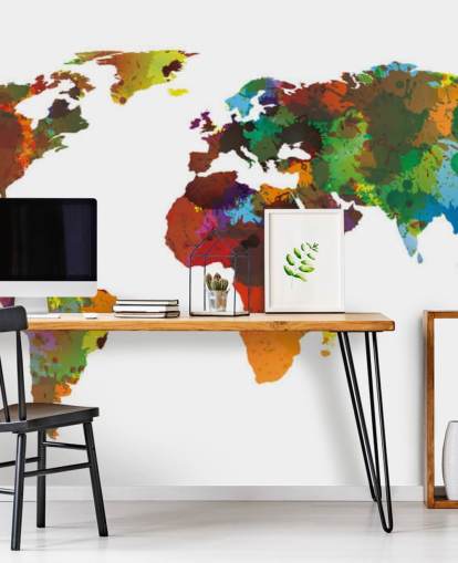 Colourful World Map Mural Colourful World Map Mural