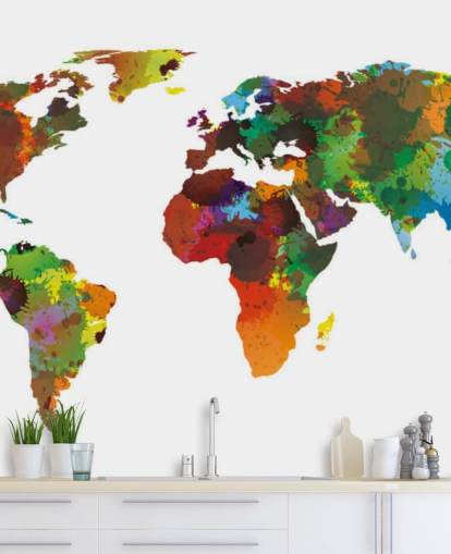 Colourful World Map Mural Colourful World Map Mural