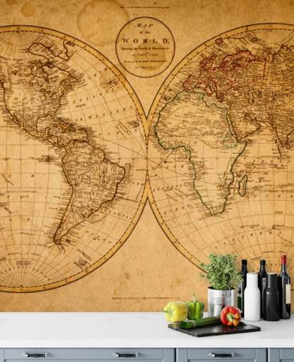 Vintage Effect Map of the World Wallpaper Vintage Effect Map of the World Wallpaper