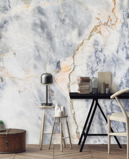 mural de papel pintado de mármol personalizado blanco y azul llamado White and Blue Marble Effect para cocinas y baños mural de papel pintado de mármol personalizado blanco y azul llamado White and Blue Marble Effect para cocinas y baños