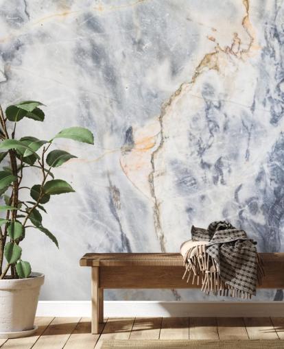 hvitt og blått tilpasset marmor tapet veggmaleri kalt White and Blue Marble Effect for kjøkken og bad hvitt og blått tilpasset marmor tapet veggmaleri kalt White and Blue Marble Effect for kjøkken og bad