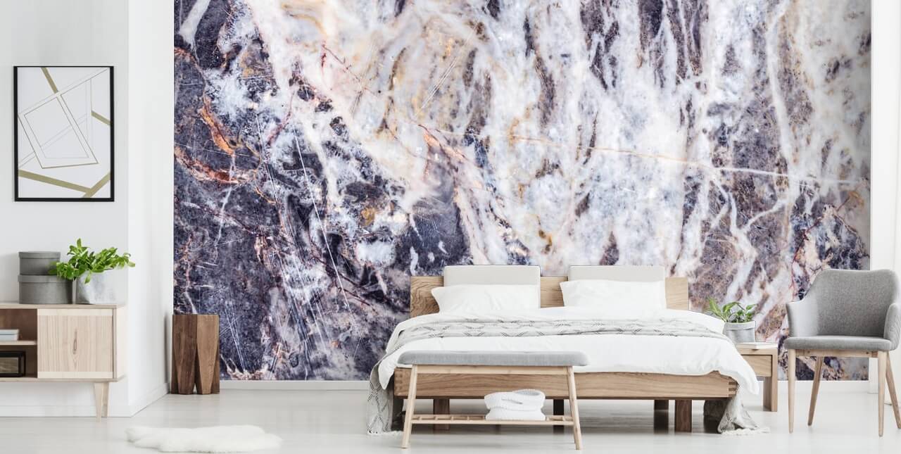 grijze marmeren behangmuurschildering genaamd Grey Marble voor keukens, slaapkamers en woonkamers