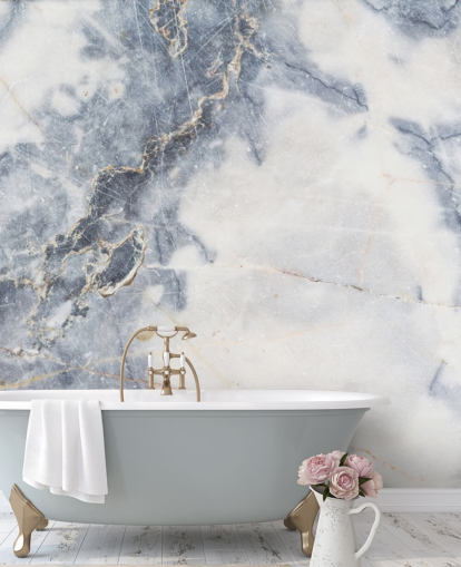 white and blue customisable marble wallpaper mural called White Marble for kitchens and bathrooms white and blue customisable marble wallpaper mural called White Marble for kitchens and bathrooms