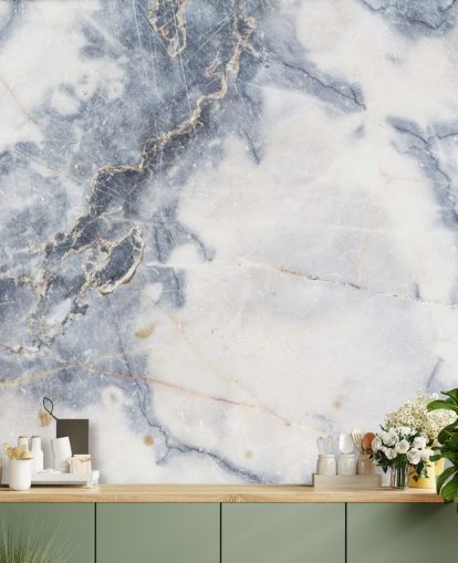 white and blue customisable marble wallpaper mural called White Marble for kitchens and bathrooms white and blue customisable marble wallpaper mural called White Marble for kitchens and bathrooms