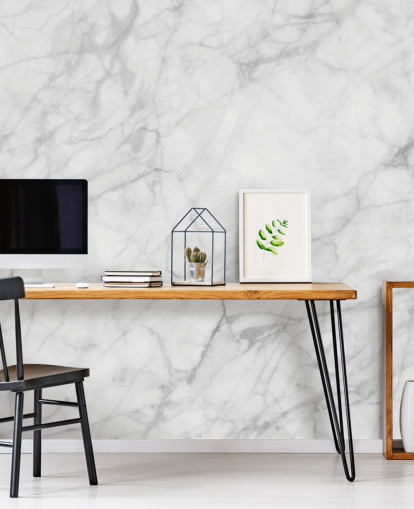 mural de papel pintado de mármol blanco personalizable llamado Exquisite Marble para comedores o cocinas mural de papel pintado de mármol blanco personalizable llamado Exquisite Marble para comedores o cocinas