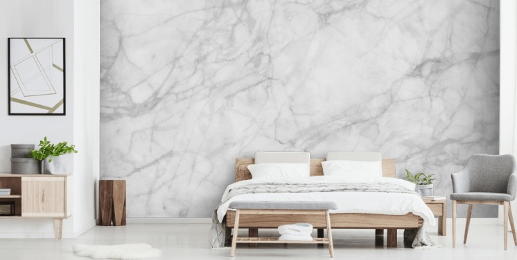 hvid tilpasselig marmor tapet vægmaleri kaldet Exquisite Marble til spisestuer eller køkkener