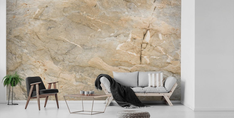 beige tilpasselig marmor tapet vægmaleri kaldet Natural Marble til stuer eller spisestuer