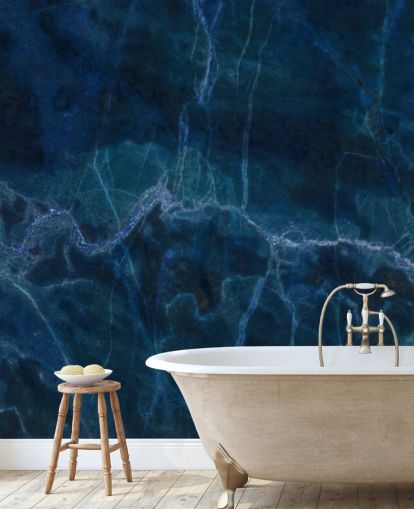marineblå tilpasselig marmor tapet vægmaleri kaldet Dark Blue Marble til soveværelser, badeværelser og køkkener marineblå tilpasselig marmor tapet vægmaleri kaldet Dark Blue Marble til soveværelser, badeværelser og køkkener