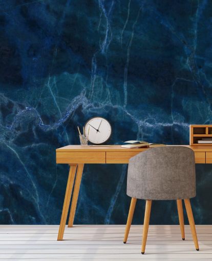 mural de papel de parede de mármore personalizável azul marinho chamado Dark Blue Marble para quartos, banheiros e cozinhas mural de papel de parede de mármore personalizável azul marinho chamado Dark Blue Marble para quartos, banheiros e cozinhas