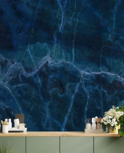mural de papel de parede de mármore personalizável azul marinho chamado Dark Blue Marble para quartos, banheiros e cozinhas mural de papel de parede de mármore personalizável azul marinho chamado Dark Blue Marble para quartos, banheiros e cozinhas