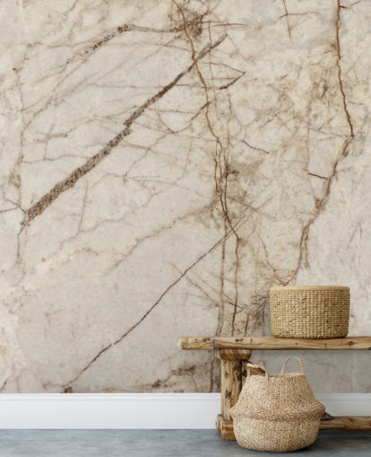 fløde og lysebrun marmor effekt tapetmaleri kaldet Natural Effect Marble til soveværelser, køkkener og badeværelser fløde og lysebrun marmor effekt tapetmaleri kaldet Natural Effect Marble til soveværelser, køkkener og badeværelser