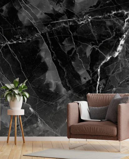mural de papel de parede de mármore cinza escuro e preto chamado Marble - Charcoal para cozinhas, salas de estar e quartos mural de papel de parede de mármore cinza escuro e preto chamado Marble - Charcoal para cozinhas, salas de estar e quartos