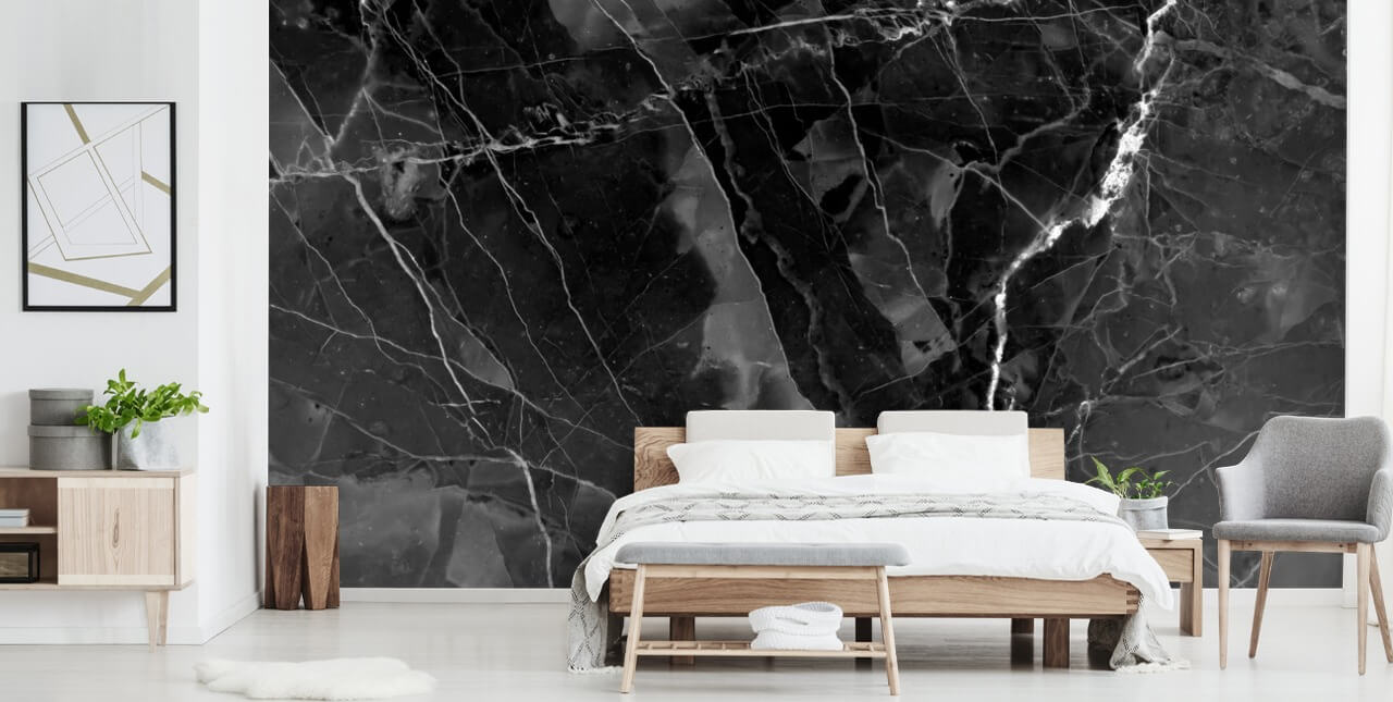 Wandbild aus dunkelgrauem und schwarzem Marmor mit dem Titel Marble - Charcoal für Küchen, Wohn- und Schlafzimmer