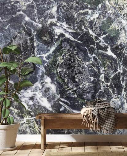 mural de papel de parede de mármore preto e branco chamado Black Marble para cozinhas e banheiros mural de papel de parede de mármore preto e branco chamado Black Marble para cozinhas e banheiros