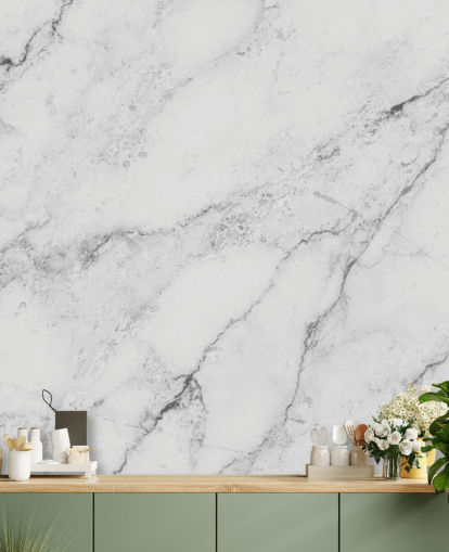 mural de papel pintado de mármol blanco personalizable llamado Black and White Marble para cocinas y baños mural de papel pintado de mármol blanco personalizable llamado Black and White Marble para cocinas y baños