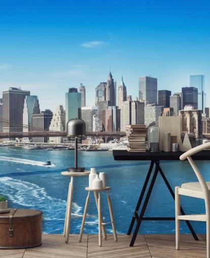 ljus new york city tapetväggmålning som heter New York Brooklyn Bridge Skyline ljus new york city tapetväggmålning som heter New York Brooklyn Bridge Skyline