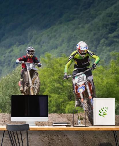 Motocross Racers menee yli kukkulan taustakuva Motocross Racers menee yli kukkulan taustakuva