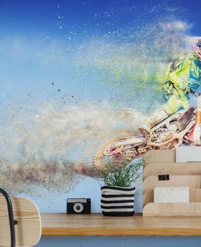 Lentävä Motocross Rider Taustakuva Lentävä Motocross Rider Taustakuva