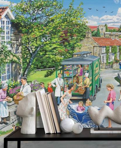 mobile-shop in der Mitte eines Dorfes Tapete mobile-shop in der Mitte eines Dorfes Tapete