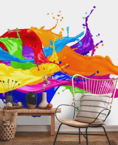 Papel de Parede de Pintura Rainbow Splash Papel de Parede de Pintura Rainbow Splash