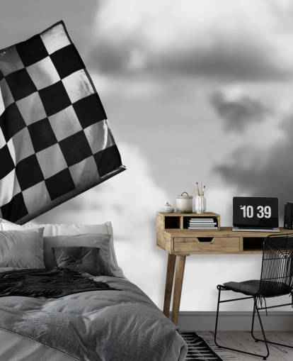Carta da parati a scacchi con bandiera F1 in bianco e nero Carta da parati a scacchi con bandiera F1 in bianco e nero
