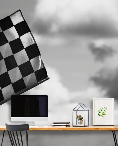 Papier peint drapeau F1 à carreaux noir et blanc Papier peint drapeau F1 à carreaux noir et blanc